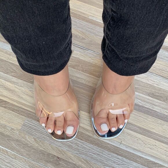 Peep Toe Transparent Mules - Picture 7 of 7